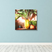 marokkanischer Garten - Farn in gelbem Topf Leinwanddruck (Insitu (Holzboden))