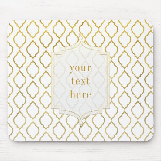 Marokkanischer Glam-Elegant aus Gold und Weiß Mousepad (Vorne)