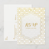 Marokkanischer Glam Wedding RSVP Einladungspostkarte (Vorne/Hinten)