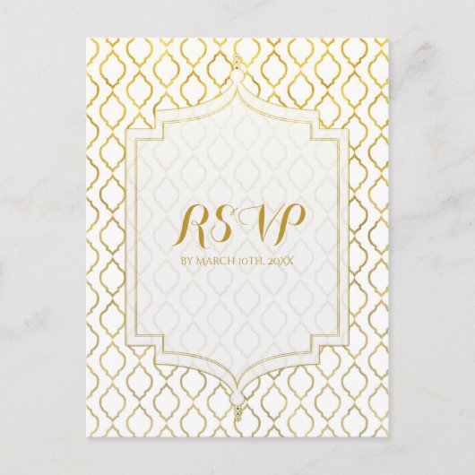 Marokkanischer Glam Wedding RSVP Einladungspostkarte (Vorderseite)