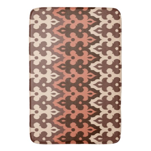 marokkanischer Ikat Damask, Brown, Taupe & Rust Badematte (Vorderseite Vertikal)