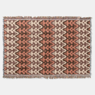 marokkanischer Ikat Damask, Brown, Taupe & Rust Decke