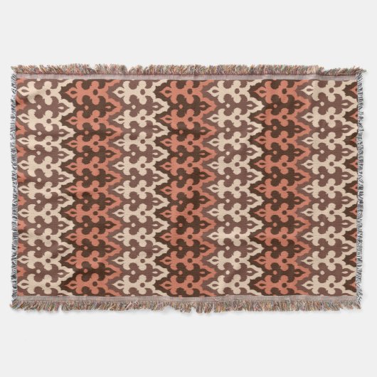 marokkanischer Ikat Damask, Brown, Taupe & Rust Decke (Vorderseite)