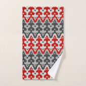 marokkanischer Ikat Damask, Grau und Rot Badhandtuch Set (Handtuch)