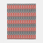 marokkanischer Ikat Damask, Grau und Rot Fleecedecke (Vorderseite)