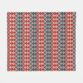 marokkanischer Ikat Damask, Grau und Rot Fleecedecke (Vorderseite (Horizontal))