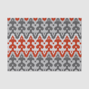 marokkanischer Ikat Damask, Grau und Rot Seidenpapier