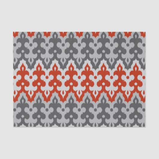 marokkanischer Ikat Damask, Grau und Rot Seidenpapier (Vorderseite)