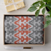 marokkanischer Ikat Damask, Grau und Rot Seidenpapier (Geschenk)