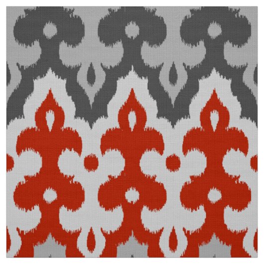 marokkanischer Ikat Damask, Grau und Rot Stoff (Muster)