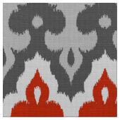 marokkanischer Ikat Damask, Grau und Rot Stoff (Nahaufnahme)