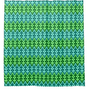 marokkanischer Ikat Damask, Türkis & Jade Green Duschvorhang