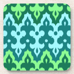 marokkanischer Ikat Damask, Türkis & Jade Green Getränkeuntersetzer