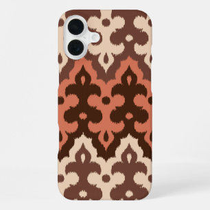 Marokkanischer Ikat-Damaskus, Braun, Taupe & Rost iPhone 16 Plus Hülle