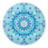 Marokkanischer Mosaik Sky Blue und Pearl Keramikknauf (Vorderseite)