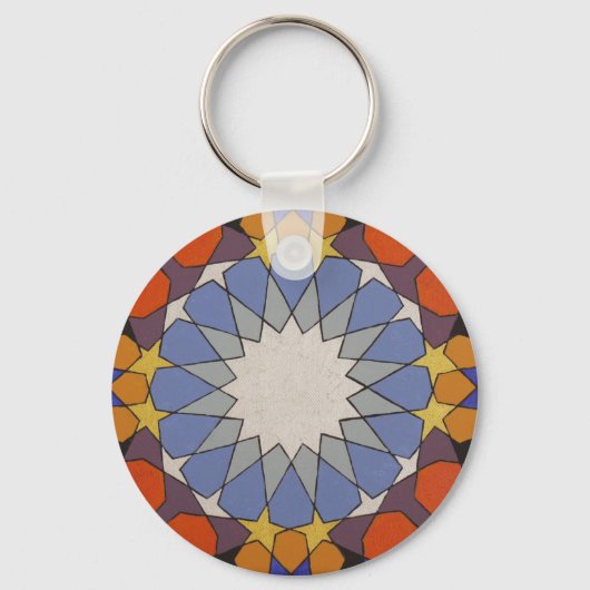 Marokkanischer Pattern Blauer Orange Schlüsselanhä Schlüsselanhänger (Vorderseite)