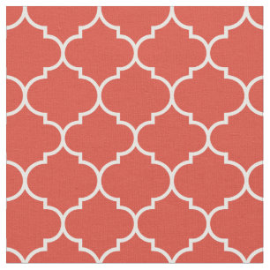 Marokkanischer Quatrefoil Fiesta Rot & Weiß Stoff