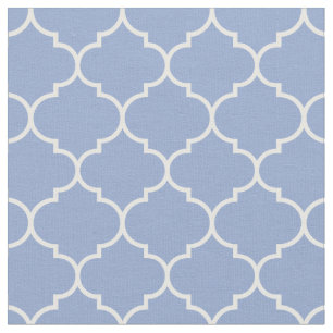 Marokkanischer Quatrefoil Serenity Blau & Weiß Stoff