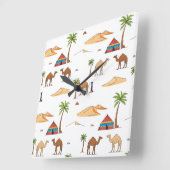 Marokkanischer Sahara-Zeltplatz Quadratische Wanduhr (Winkel)