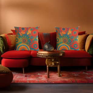 marokkanischer Stil Gold Rot Orange Türkis Blau Ma Kissen