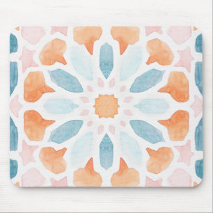 marokkanischer Stil in Blau und Orange 2 Mousepad