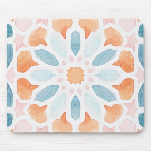 marokkanischer Stil in Blau und Orange 2 Mousepad (Vorne)