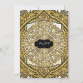 Marokkanischer Swirl Scroll Gold Glitzer Hochzeit Einladung (Rückseite)