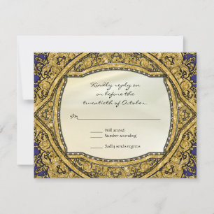 Marokkanischer Swirl Scroll Gold Glitzer Hochzeit RSVP Karte