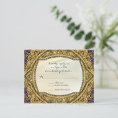 Marokkanischer Swirl Scroll Gold Glitzer Hochzeit RSVP Karte (Stehend Vorderseite)