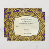 Marokkanischer Swirl Scroll Gold Glitzer Hochzeit RSVP Karte (Vorne/Hinten)