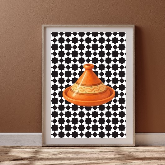 Marokkanischer Tagine-Topf mit geometrischem Muste Poster