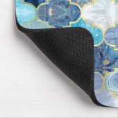 Marokkanischer Trellis Blue Mineral Textures Mousepad (Ecke)