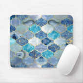Marokkanischer Trellis Blue Mineral Textures Mousepad (Mit Mouse)