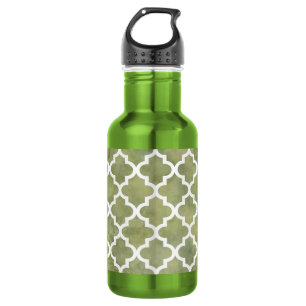 Marokkanischer Trellis Patterm auf grünem Marmor Edelstahlflasche