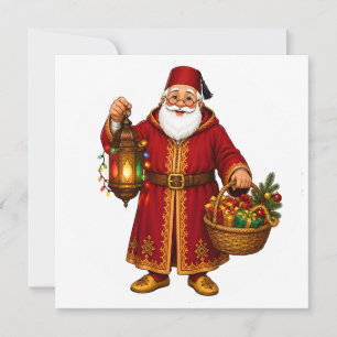 Marokkanischer Weihnachtsmann mit Laternen-Ornamen Einladung