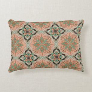 Marokkanisches Aquarell Rosa Blumenkachel Dekokissen
