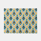 marokkanisches arabisches Muster in blau und gelb Fußmatte (Vorderseite)