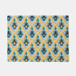 marokkanisches arabisches Muster in blau und gelb Fußmatte