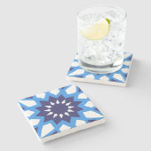 marokkanisches Blau-Weiß-Muster Steinuntersetzer (Seitenansicht)