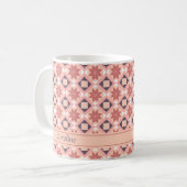 Marokkanisches Bohemisch rosa Blume Muster Name hi Kaffeetasse (Vorderseite Links)