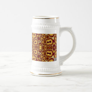 Marokkanisches Boho-Rot-Gold-Abstraktes Muster Bierglas
