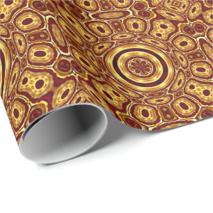 Marokkanisches Boho-Rot-Gold-Abstraktes Muster Geschenkpapier