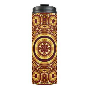 Marokkanisches Boho-Rot-Gold-Abstraktes Muster Thermosbecher