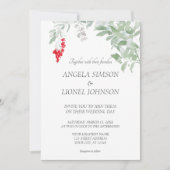 Marokkanisches Dorf Bougainvillea Wassercola Hochz Einladung (Vorderseite)