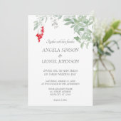 Marokkanisches Dorf Bougainvillea Wassercola Hochz Einladung (Stehend Vorderseite)