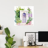 Marokkanisches Dorf Watercolor Boho Poster (Heimbüro)