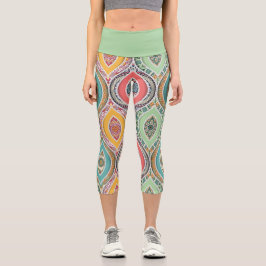 Marokkanisches ethnisches Muster bunt funky art Capri Leggings