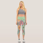 Marokkanisches ethnisches Muster bunt funky art Capri Leggings (Vorderseite)