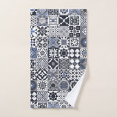 Marokkanisches Fliesen schwarz, blau, grau Badhandtuch Set (Handtuch)