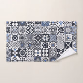 Marokkanisches Fliesen schwarz, blau, grau Badhandtuch Set (Handtuch)
